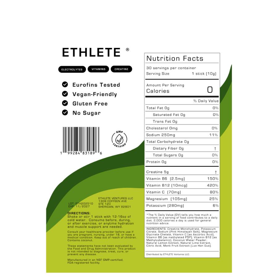 Supplement facts, Lemon Lime