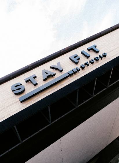 The Stay Fit studio sign on a building